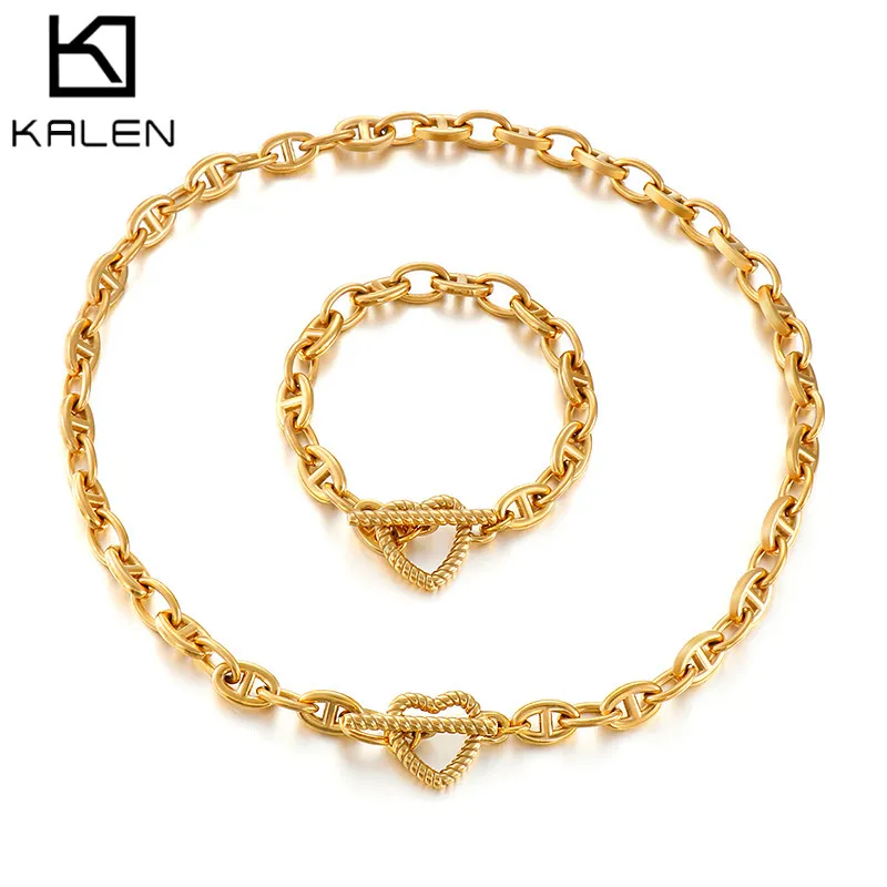 Extravagant and Unique Metal Heart-Shaped Stainless Steel Necklace Set for Women