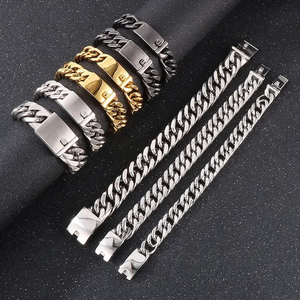 Fashion Minimalist Jewelry Polished Stainless Steel Men's Cuban Chain Bracelet
