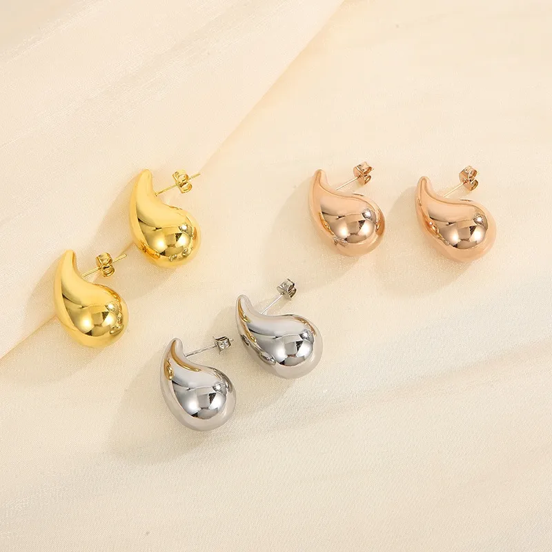 Gold Zircon Popular Daily Stainless Steel Double Gold Stud Earrings for Women