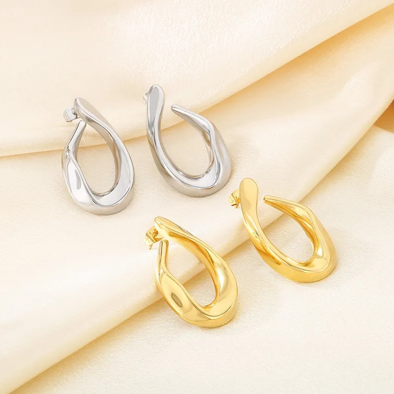 Fashionable Stainless Steel Multi Style Hollow Geometric Irregular Temperament Girl Earrings Jewelry Wholesale