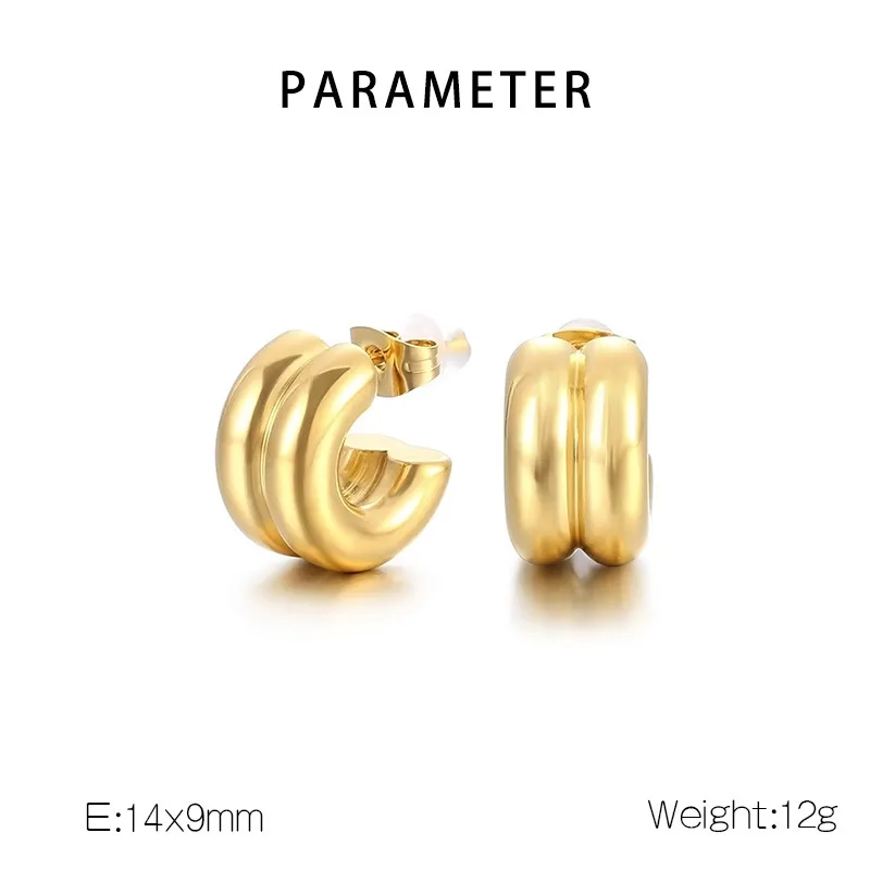 Stainless Steel Creative Hollow Multi Ring C-Shaped Commuting Fashion Earrings Jewelry Wholesale