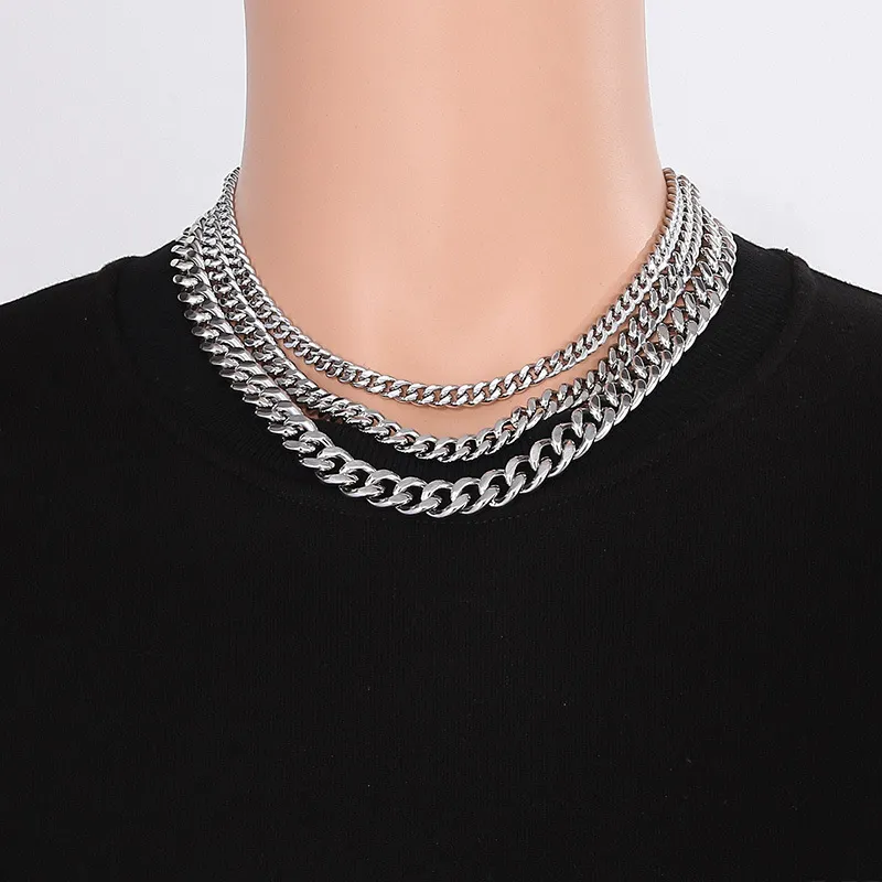 Instagram Trendy Hip-Hop Minimalist Jewelry Stainless Steel Cuban Chain Men's Necklace