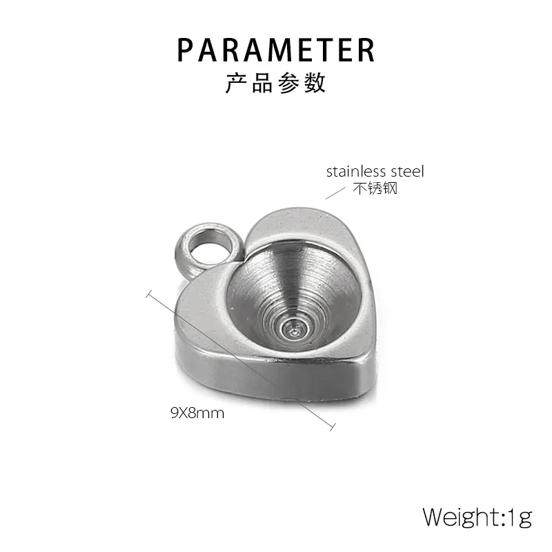 Stainless Steel Heart-Shaped DIY Jewelry Accessories Rhinestone Holder
