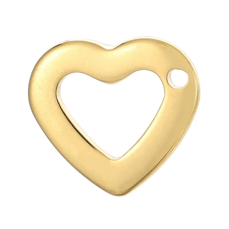 Stainless Steel Hollow Heart-Shaped Pendant Necklace DIY Jewelry Accessories