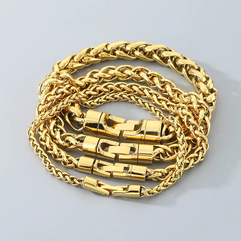 European and American Hip-Hop Style Cylindrical Jewelry Buckle, Rotatable Decompression Flower Basket Chain, Stainless Steel Men's Bracelet and Necklace Set