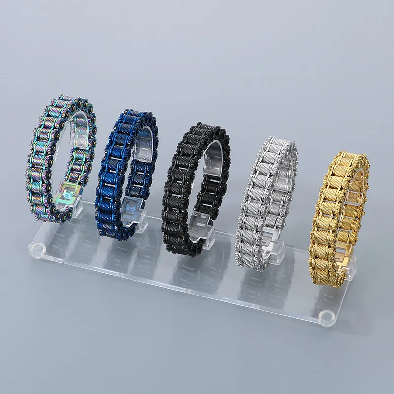 Cross-Border Personalized Trendy Bracelet, European and American Style, Domineering Hip-Hop Style, Men's Bicycle Chain, Stainless Steel Motorcycle Chain Jewelry