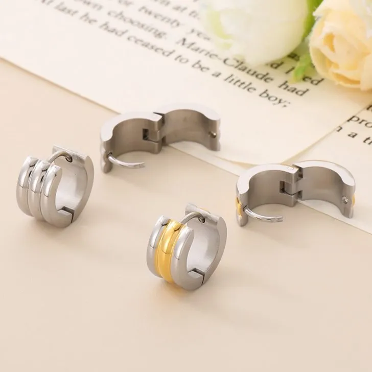 Versatile and Stylish Wide Earrings in Polished Stainless Steel Women Jewelry