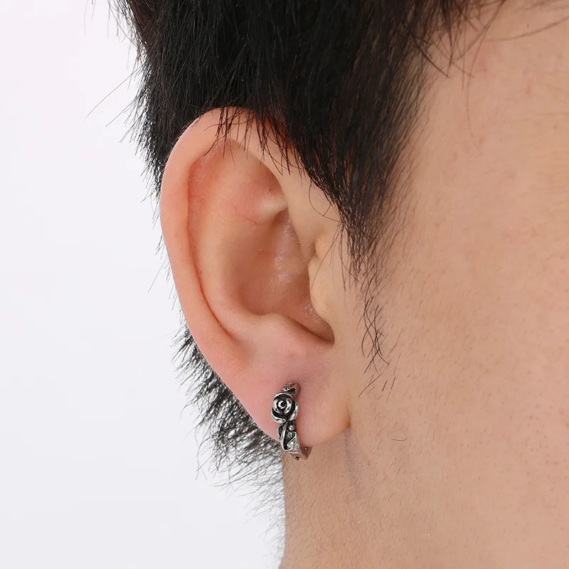 Design Inspired Earrings, Men's and Women's Personalized Fashion, Retro Rose Stainless Steel Earrings Accessories