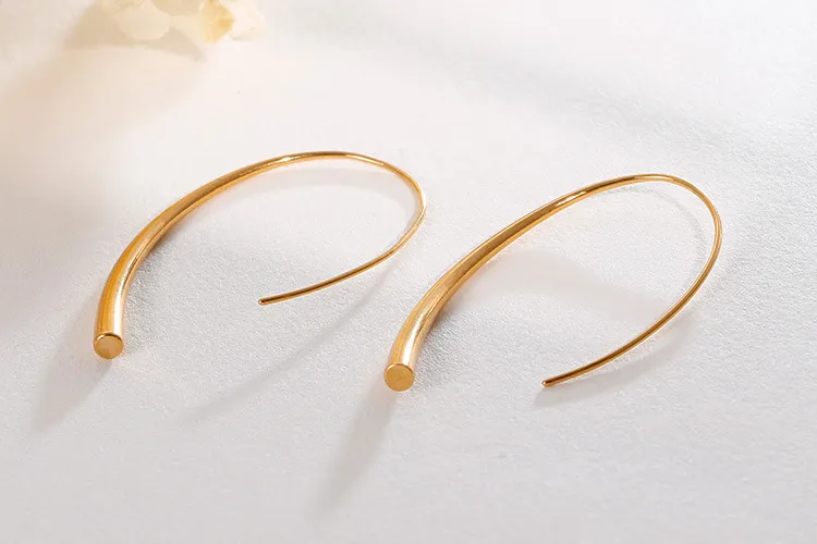 Simple and High-End Stainless Steel Creative Water Droplet Line Geometric Tassel Earrings