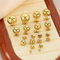 Fashion Style Stainless Steel Plated 18K Gold Solid Hollow Spherical Round Earrings for Women