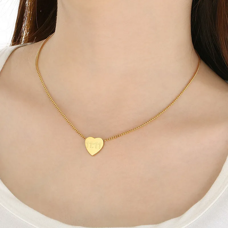 Customized Carved Stainless Steel Gold-Plated Angel Number 11: 11 Pendant Necklace