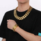 Hot Selling Trend 31mm Chain Gold Plated Stainless Steel Necklace Bracelet Sets