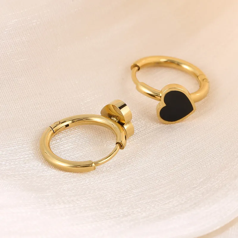 Stainless Steel Jewelry Heart-Shaped Earrings Suitable for Daily Wear