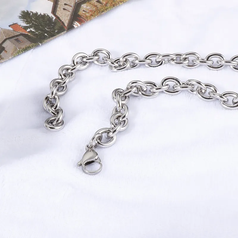 Minimalist Personalized Large Heart Pendant Stainless Steel Necklace Hip-Hop Stainless Steel Jewelry Set