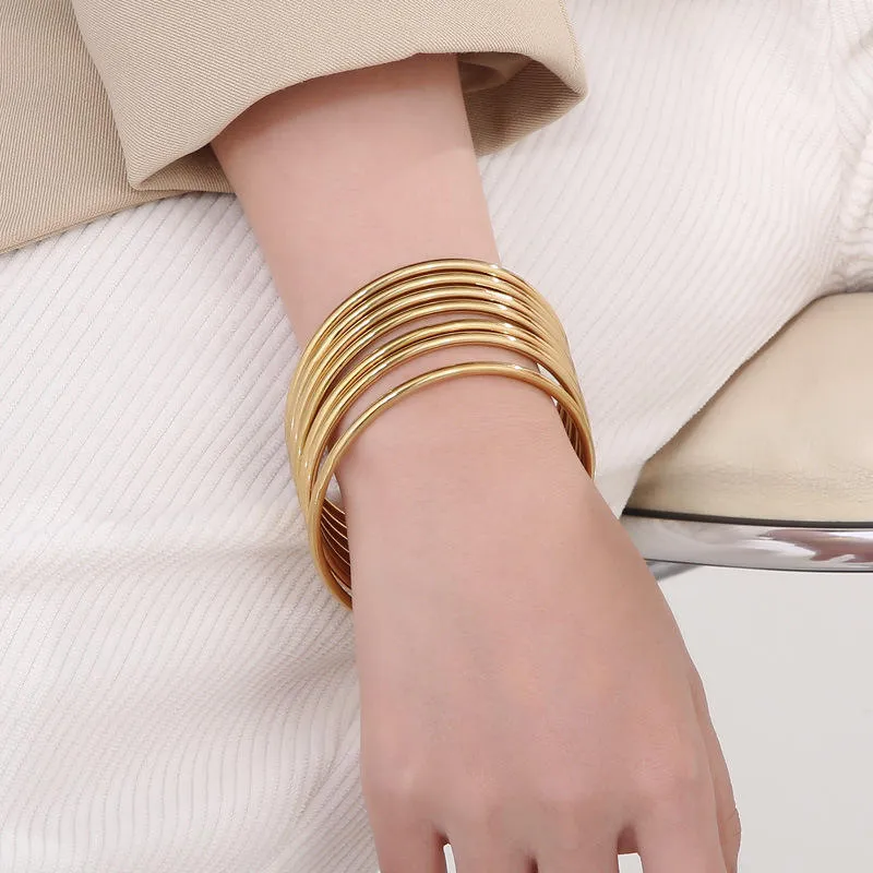 Wholesale Classic Circle Gold Plated 3mm Thin Round Hoop Stack Bangle Bracelet
