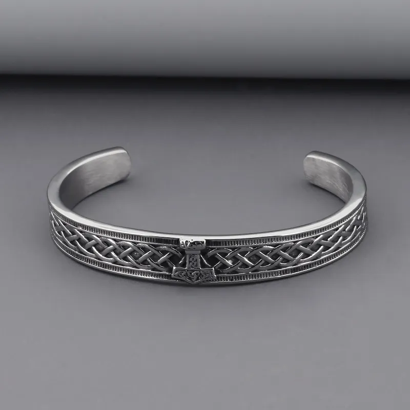 Punk Viking Thor Hammer Triangle Odin Amulet Cuff Wristband Fashion Jewelry Bracelets