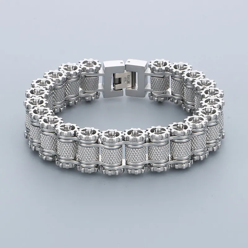 Personalized Trendy European and American Hip Hop Stainless Steel Men's Bicycle Chain Motorcycle Chain Bracelet Jewelry