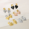 European American Ins Earrings Two-Tone Gold Silver Heart Stainless Steel Stud Earrings