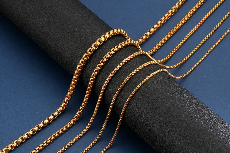 Square Pearl Chain Stainless Steel Polished Electroplated Single Chain Men's Necklace Versatile Accessory