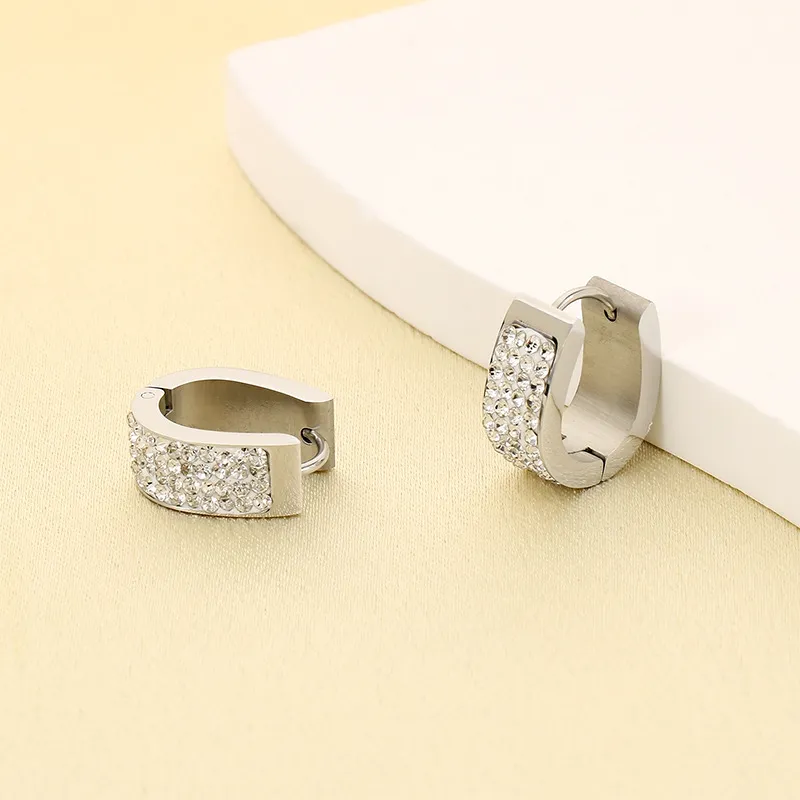 Stainless Steel Rhinestone Earrings Suitable for Daily Wear