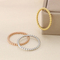 Minimalist Beaded Water Wave Stainless Steel Ring Adjustable Oval Bracelet Jewelry Set