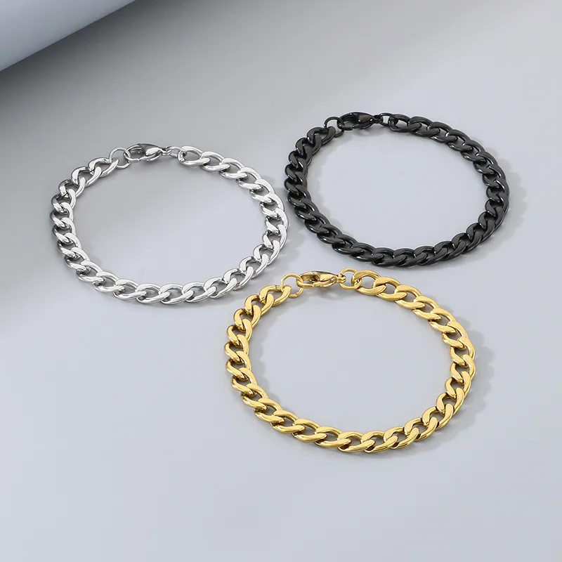 Wholesale Fashion Stainless Steel Cuban Chain Fried Dough Twists Chain Double Layer Overlay Hip Hop Bracelet for Men and Women
