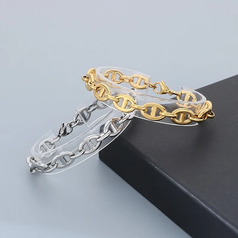 Minimalist Ins Style Stainless Steel Multi Style Pig Nose Chain Unisex Bracelet