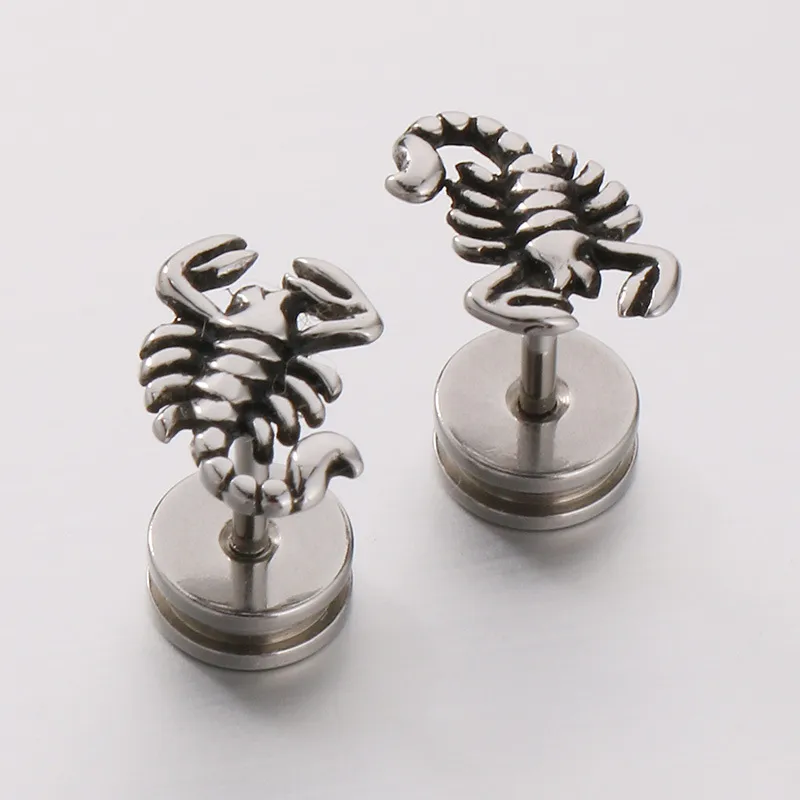 Personalized Stainless Steel Earrings for Men, Scorpion Punk Style Jewelry