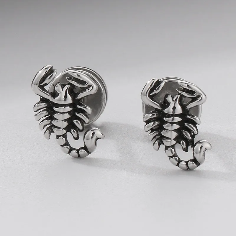Personalized Stainless Steel Earrings for Men, Scorpion Punk Style Jewelry