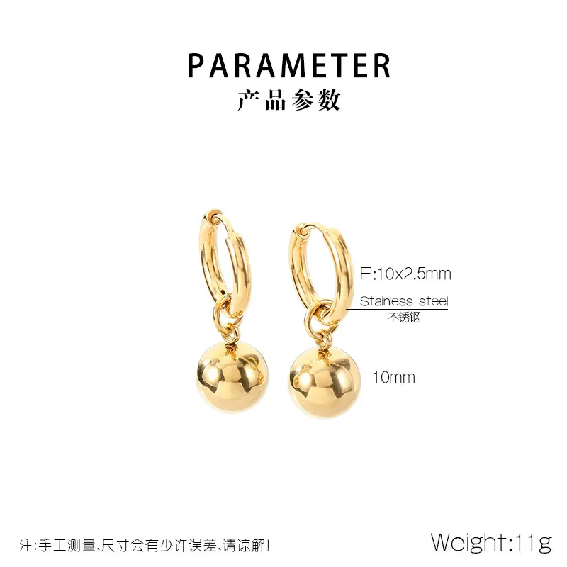 High Quality Stainless Steel Small Round Ball Temperament Women's Earrings Jewelry Wholesale