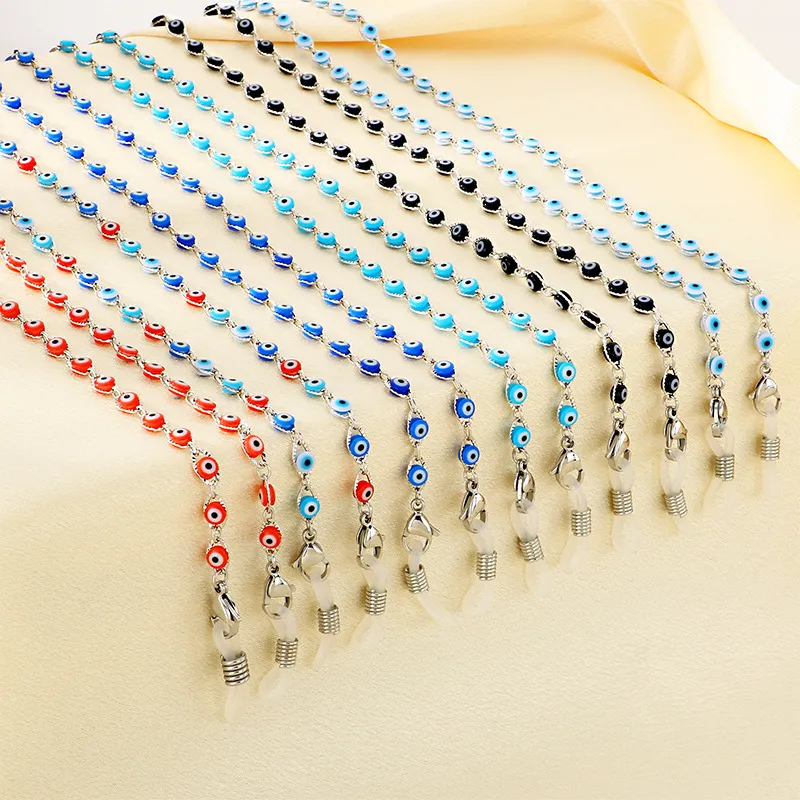 Fashionable Eyeglasses Chain with Devil's Eye Design Women's Trendy Copper Chain