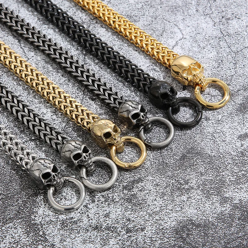 Wholesale of Foreign Trade Hand Jewelry: European and American Fashionable, Personalized, and Aggressive Punk Skull Stainless Steel Men's Bracelet