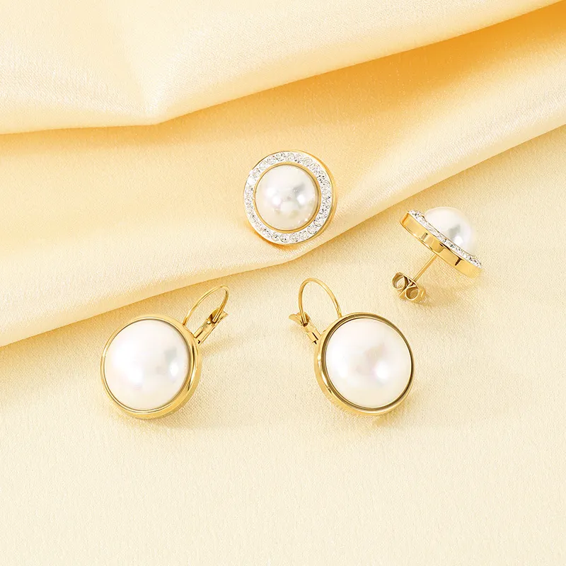 Stainless Steel Paired with Imitation Pearl Earrings for Women's Fashion Jewelry
