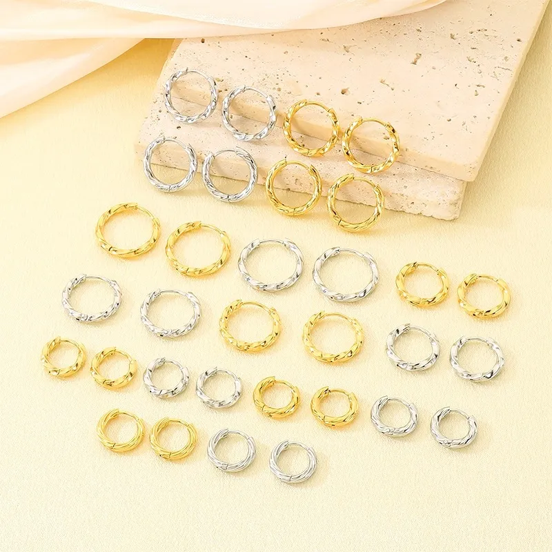 Fashion Mobius Stainless Steel Creative Twisted Circular Temperament Girl Earrings Jewelry