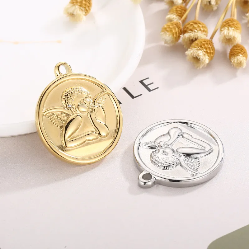 Stainless Steel Cupid Pendant Necklace Pendant Circular Hydraulic Jewelry Accessories