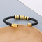 Minimalist and Trendy Stainless Steel Magnetic Buckle Bracelet Woven Leather Bracelet for Men