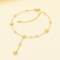 Fresh Sweet Vacuum 18K Gold Plated Stainless Steel Anklet Forest Girl DIY Tassel Foot Chain