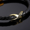 Men's Trendy Stainless Steel Magnetic Buckle Creative Diamond Inlaid 8-Shaped Retro Woven Leather Rope Bracelet