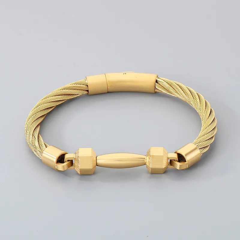Trendy and Personalized Stainless Steel Creative Barbell Men's Steel Wire Bracelet Jewelry