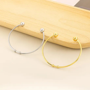 Stainless Steel Open Bangle with Fashionable and Trendy Ins Style Electroplating 18K Gold