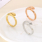 Rose Gold Plated Zircon Stone Hands Hug Stainless Steel Jewelry Ring