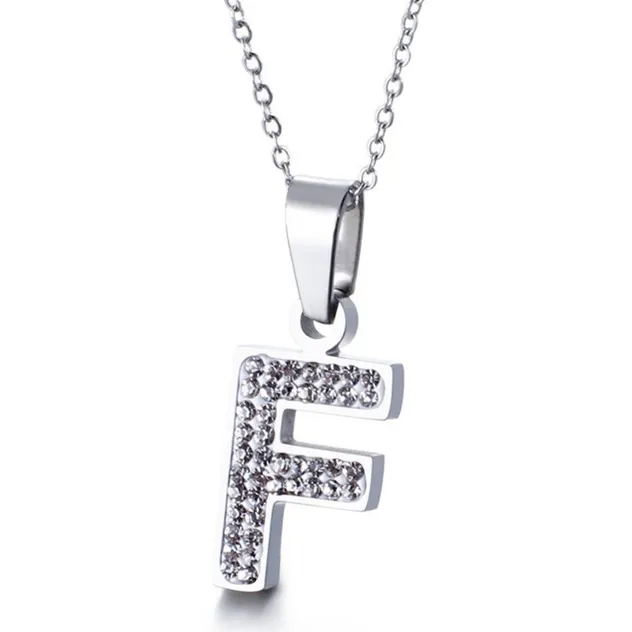 Sparkling Diamond Women's Necklace Featuring 26 English Letter Pendants