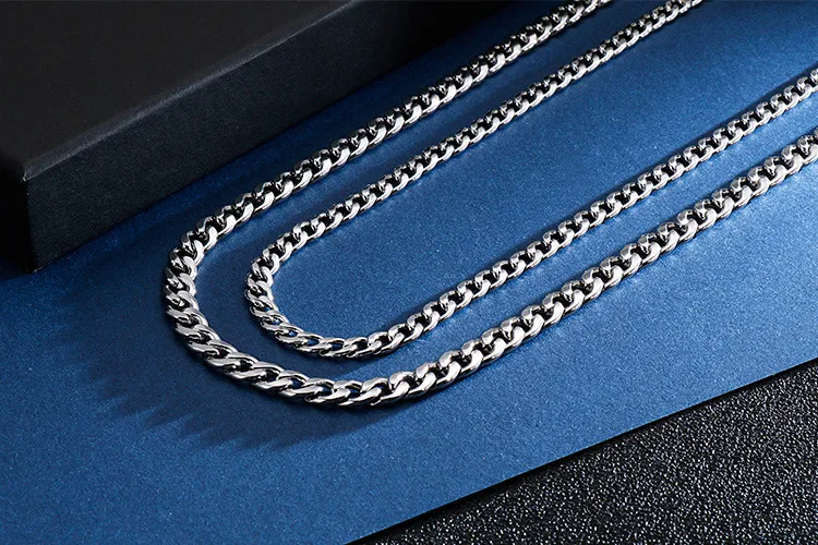 Factory Direct Sales of Minimalist Beveled Chain Hip-Hop Necklaces Stainless Steel Nk Chain Wholesale