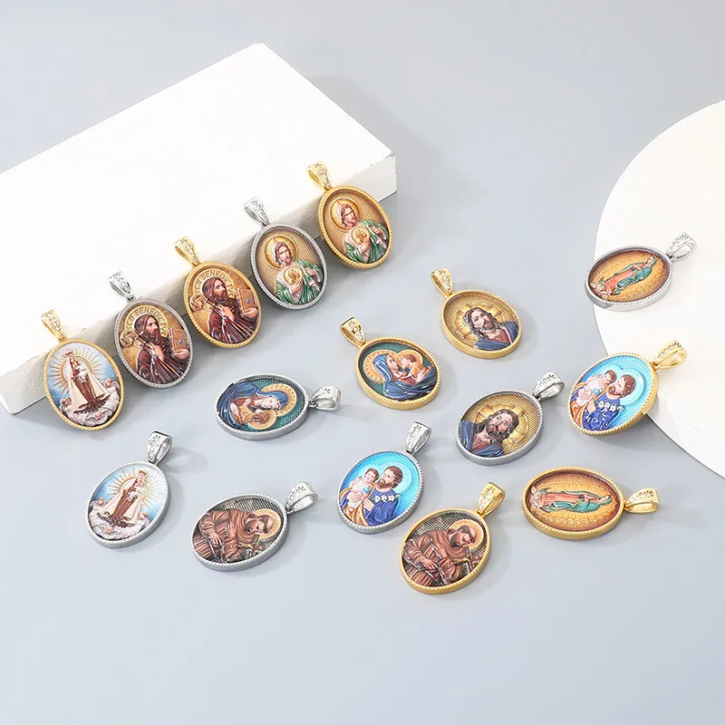 Kalen's New Fashionable Stainless Steel Oval Retro Portrait Men's Pendant Jewelry Wholesale