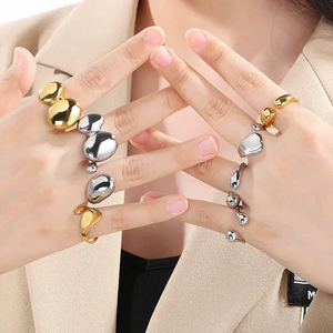 Smooth Geometric Irregular Opening Ring Electroplated with 18K Gold Stainless Steel Jewelry