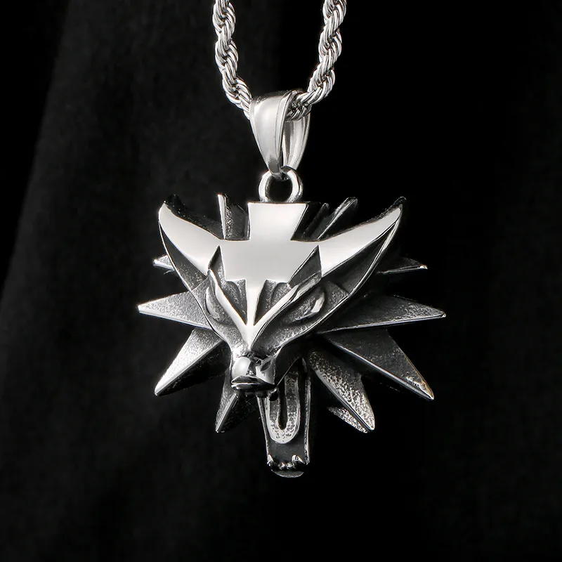 Three-Dimensional Wild Hunt Wolf Head Stainless Steel Casting Pendant for Man