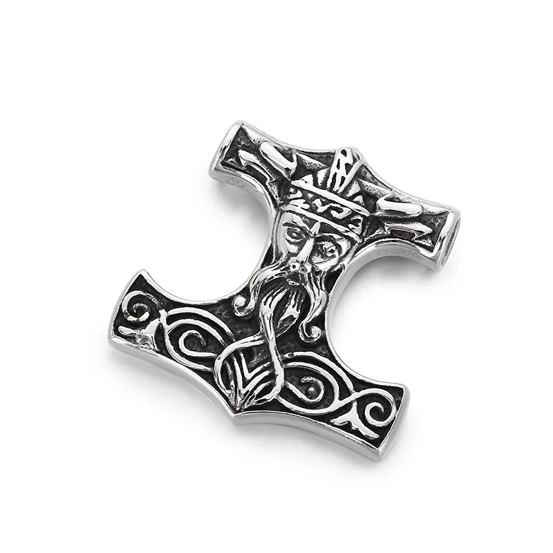 Nordic Viking Thor's Hammer Odin Pendant Retro Personality Celtic Knot Sheep Head Stainless Steel Men's Pendant