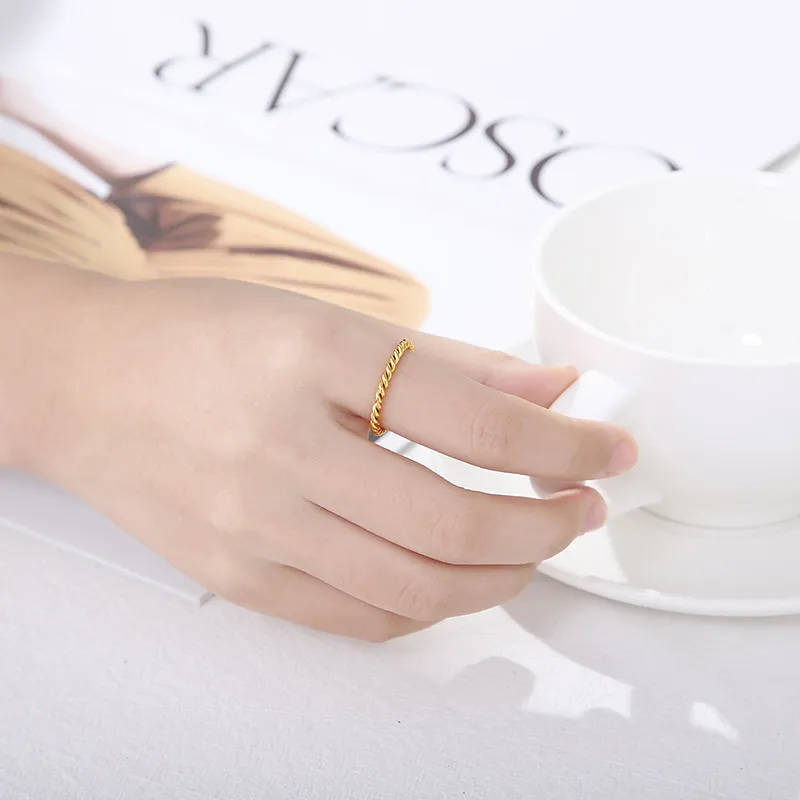 Fashion Simple Style Men and Women Universal Stainless Steel Fried Dough Twists Plain Ring Jewelry