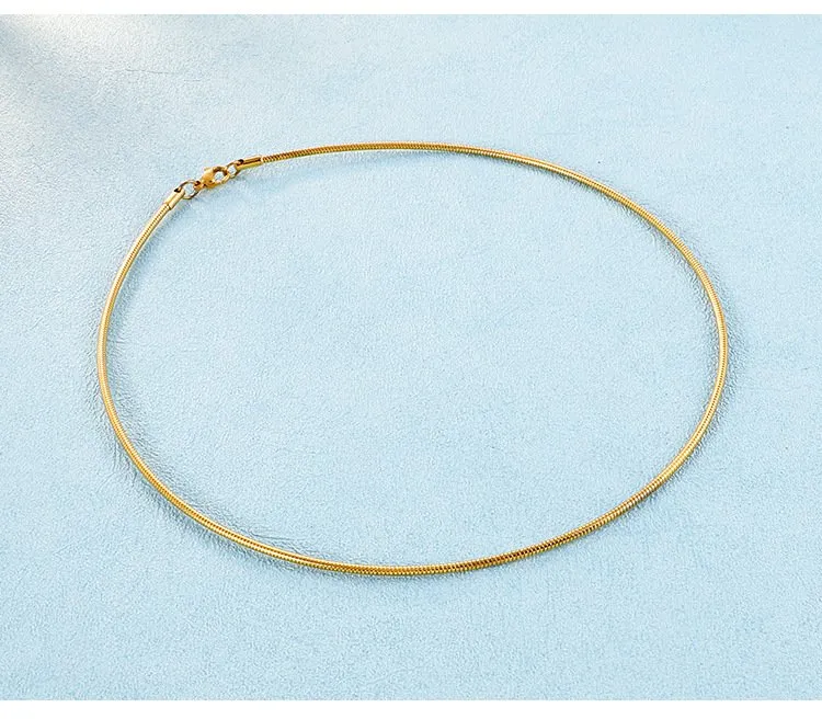 European American Collar Round Stainless Steel Necklace 18K Gold Women's Jewelry Wholesale