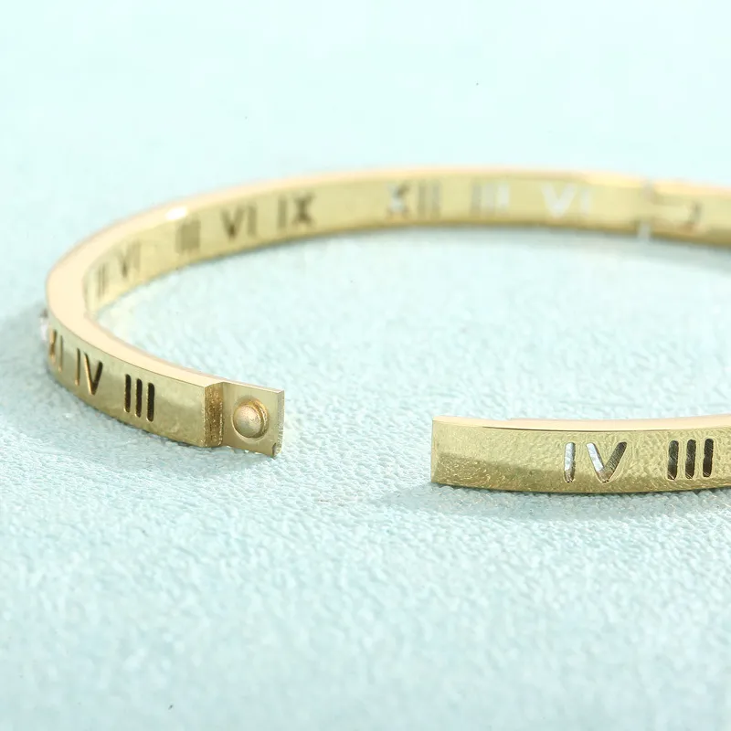 Luxurious Diamond-Encrusted Roman Numeral Stainless Steel Bracelet and Couple Rings
